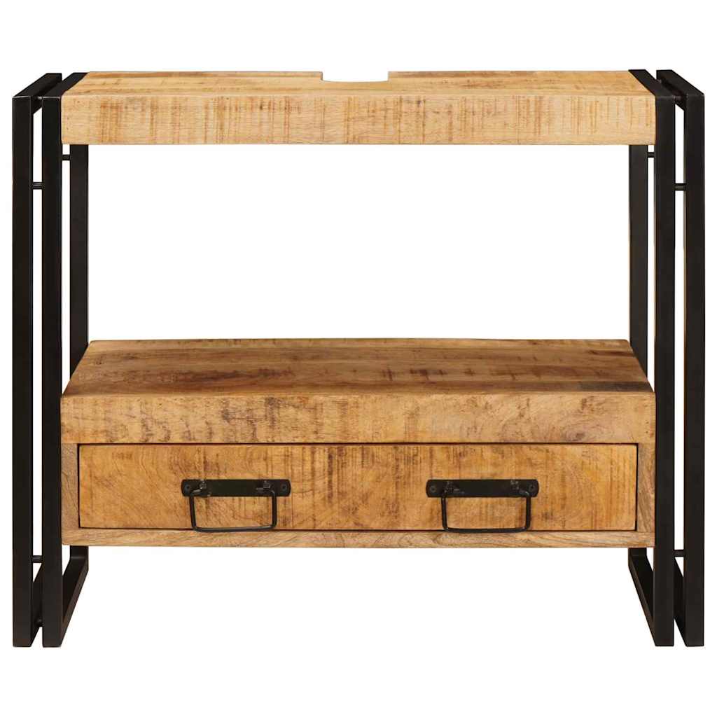 Waschbeckenunterschrank Massivholz Mangoholz und Eisen