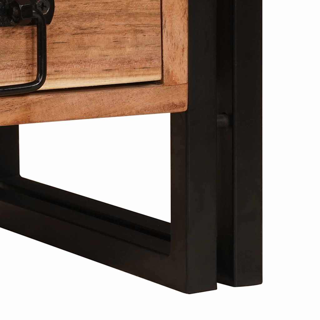 Waschbeckenunterschrank mit Regal Massivholz Akazie und Eisen