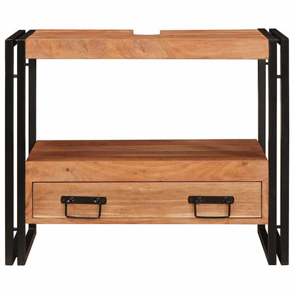 Waschbeckenunterschrank mit Regal Massivholz Akazie und Eisen