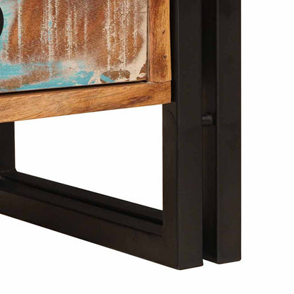 Waschbeckenunterschrank mit Regal Massivholz Altholz und Eisen