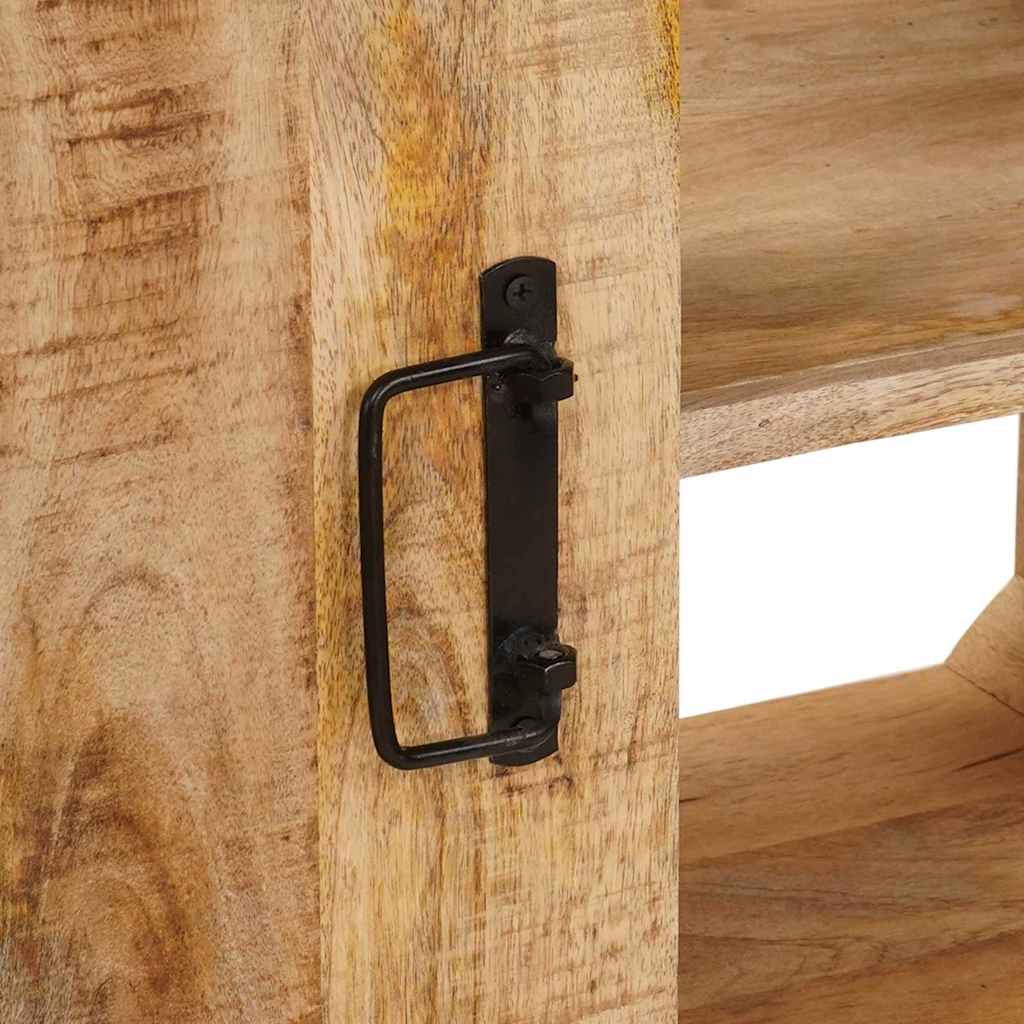 Waschbeckenunterschrank mit Tür Massivholz Mangoholz und Eisen