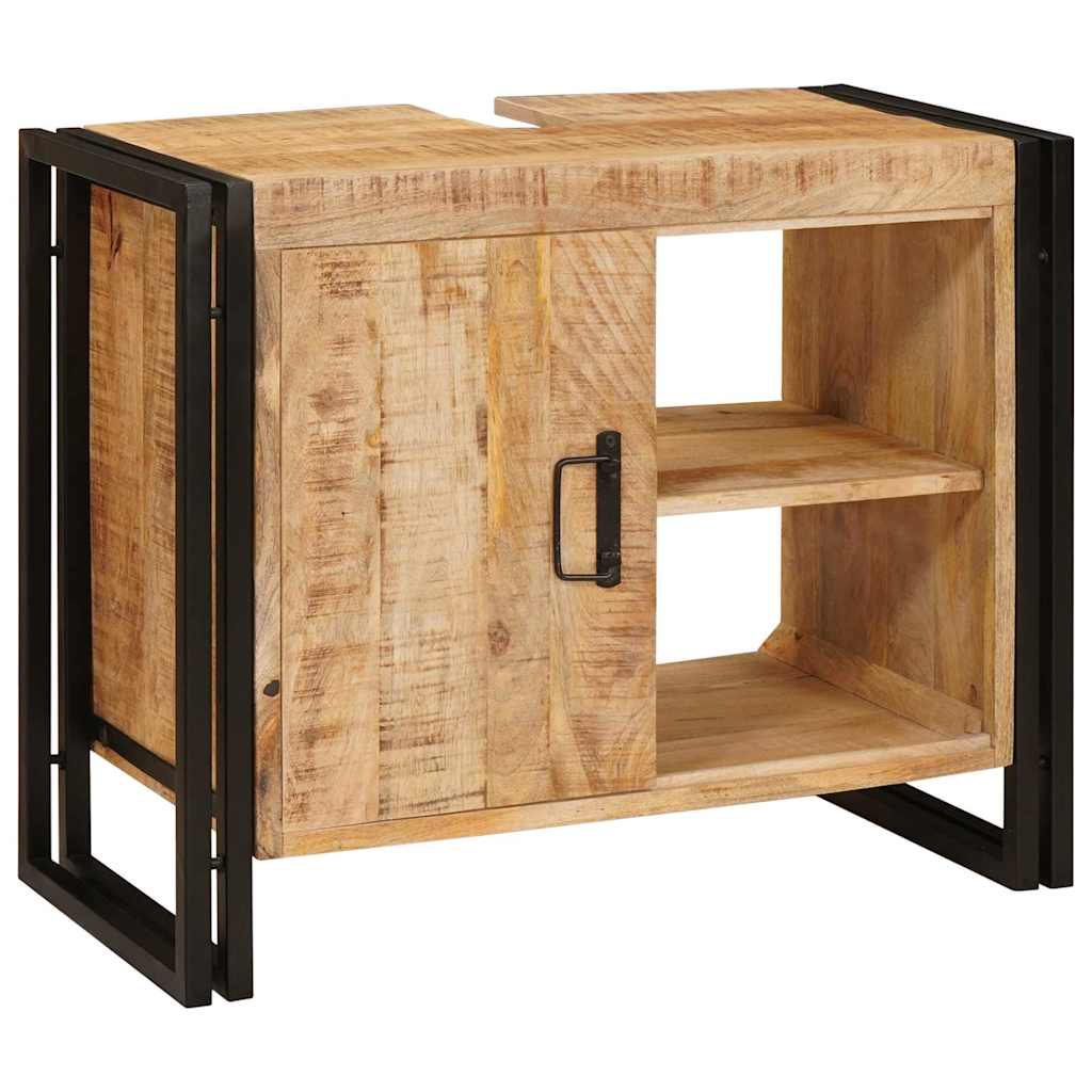 Waschbeckenunterschrank mit Tür Massivholz Mangoholz und Eisen