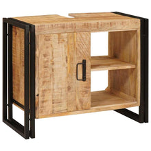 Waschbeckenunterschrank mit Tür Massivholz Mangoholz und Eisen