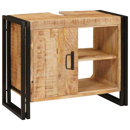 Waschbeckenunterschrank mit Tür Massivholz Mangoholz und Eisen