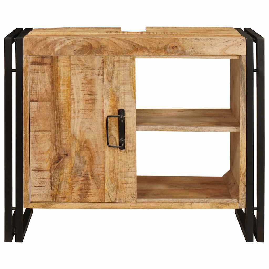 Waschbeckenunterschrank mit Tür Massivholz Mangoholz und Eisen
