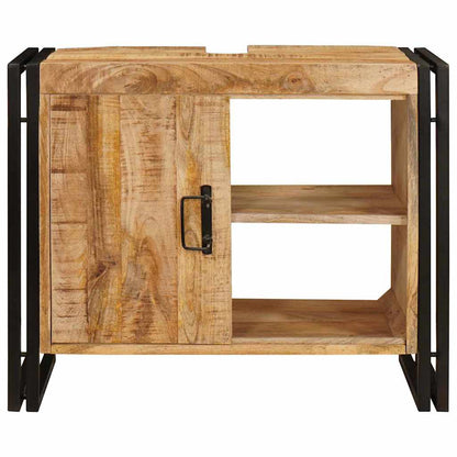 Waschbeckenunterschrank mit Tür Massivholz Mangoholz und Eisen