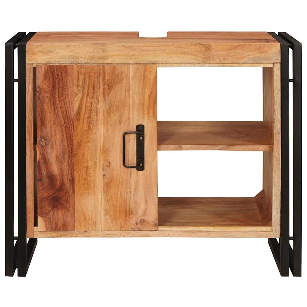 Waschbeckenunterschrank mit Tür Massivholz Akazie und Eisen
