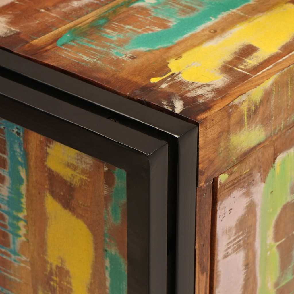 Waschbeckenunterschrank mit Tür Massivholz Altholz und Eisen