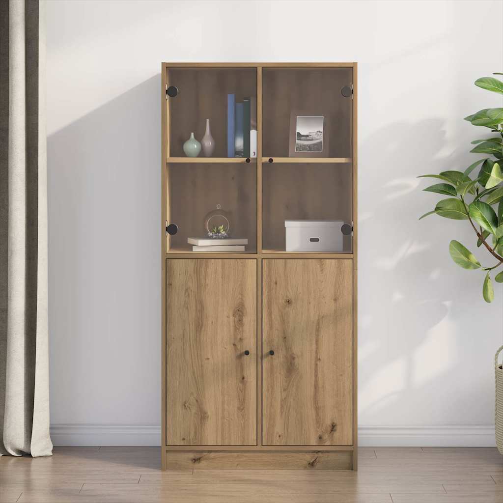 Highboard mit Türen Artisan-Eiche 68x37x142 cm Holzwerkstoff