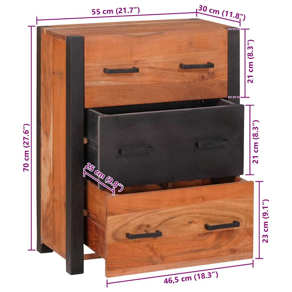 Sideboard 3 pcs Braun 110 x 30 x 75 cm Massivholz Akazie