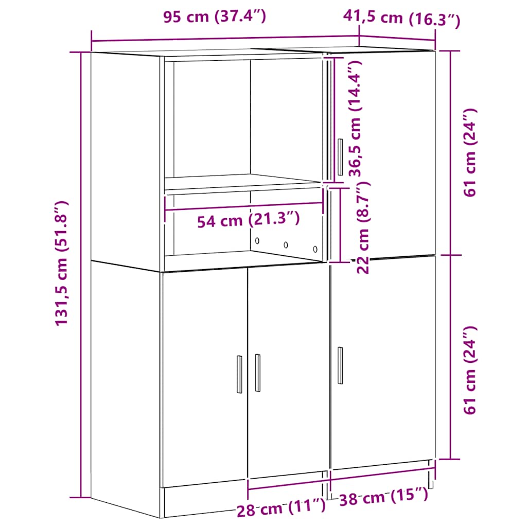 2-tlg. Küchenschrank-Set Weiß Holzwerkstoff