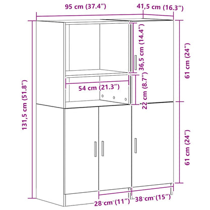 2-tlg. Küchenschrank-Set Schwarz Holzwerkstoff