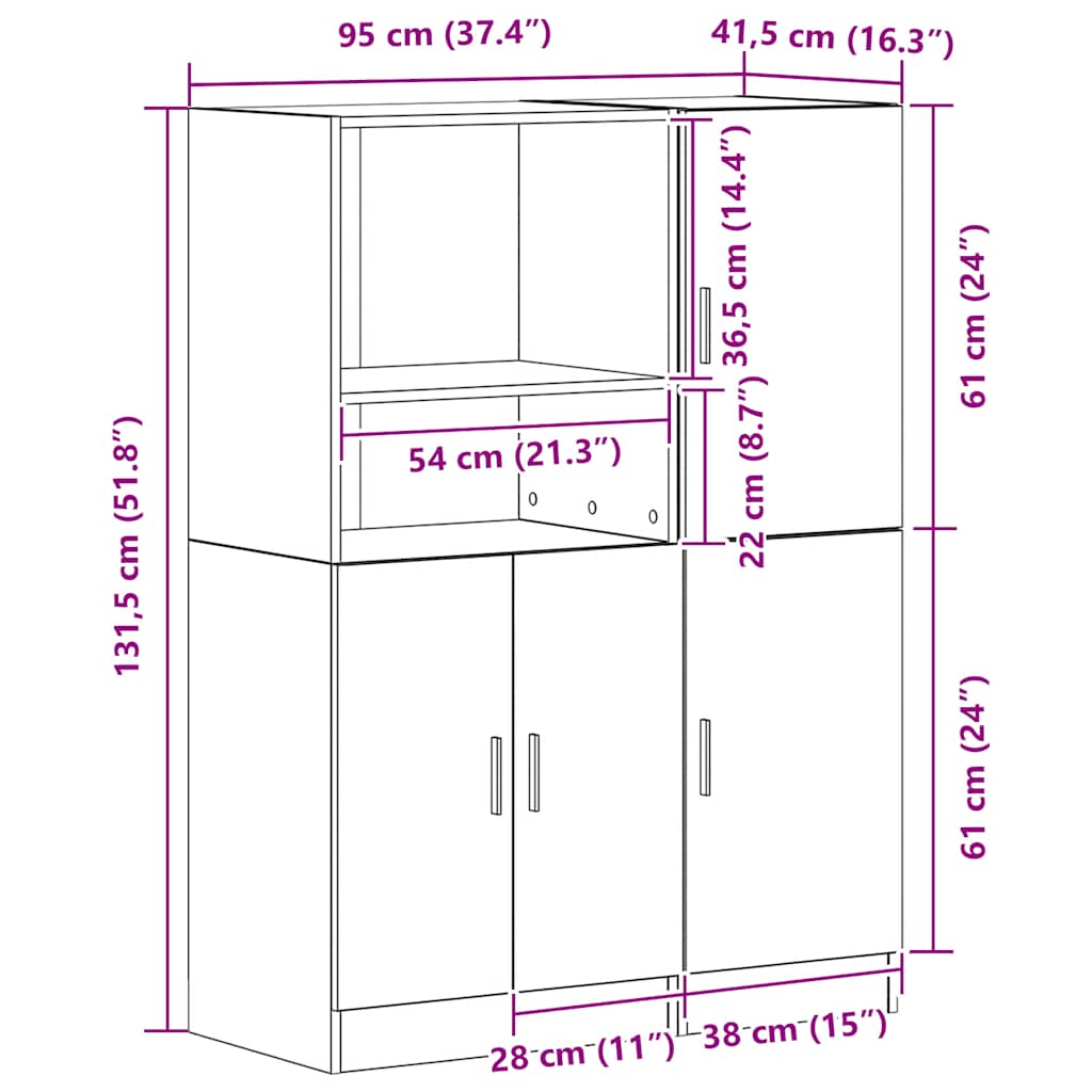 2-tlg. Küchenschrank-Set Artisan-Eiche Holzwerkstoff