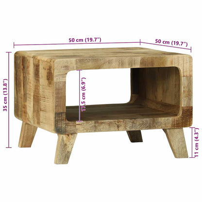 Couchtisch Braun 50 x 50 x 35 cm Raues Mango-Massivholz