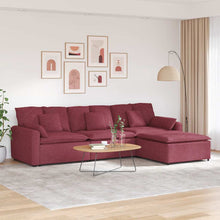 Modulares Sofa mit Fußhocker und Kissen Weinrot