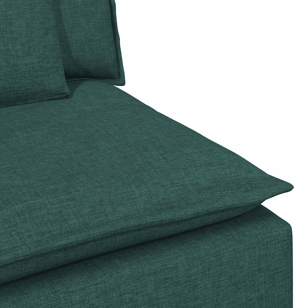 Modulares Sofa mit Fußhocker und Kissen Dunkelgrün