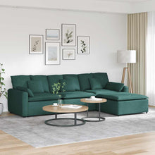 Modulares Sofa mit Fußhocker und Kissen Dunkelgrün