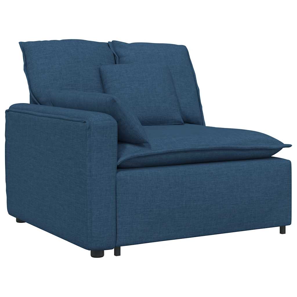 Modulares Sofa mit Fußhocker und Kissen Blau