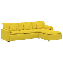 Modulares Sofa mit Fußhocker und Kissen Hellgelb