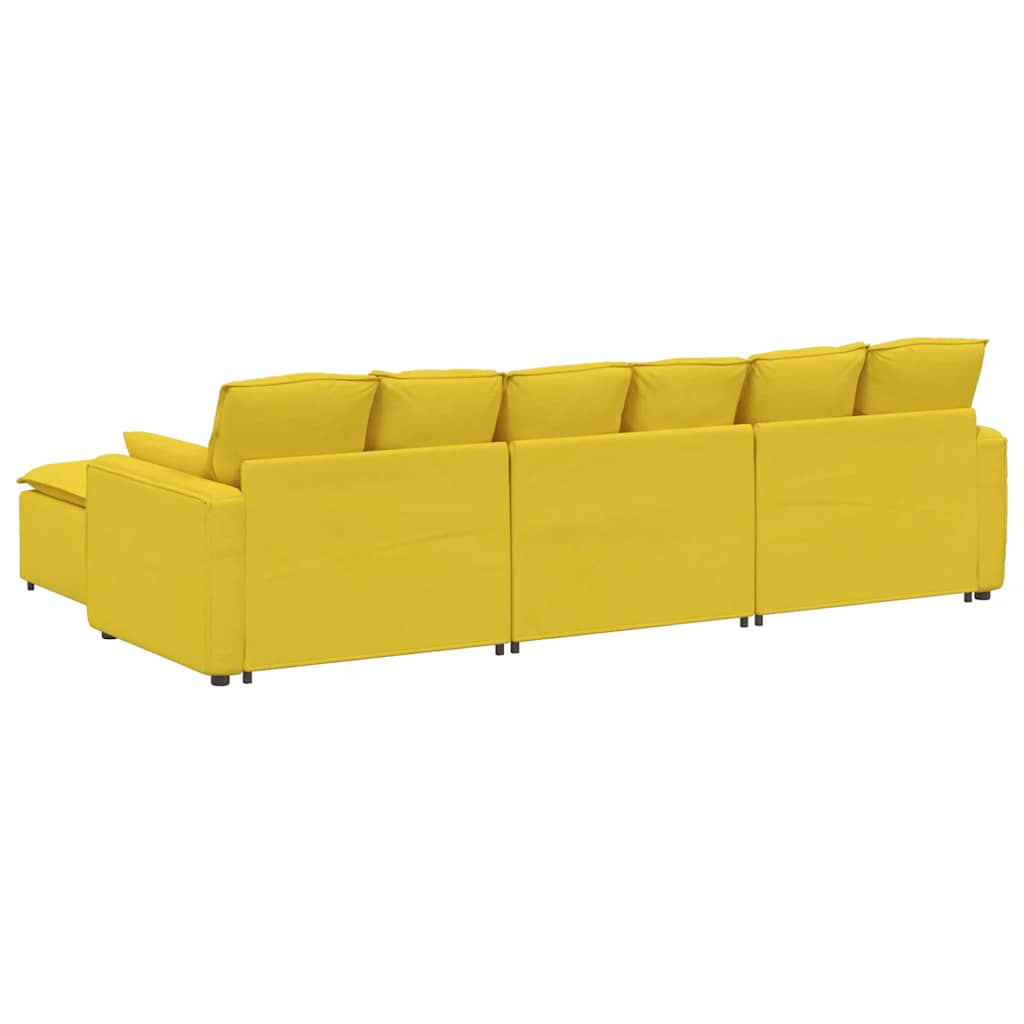Modulares Sofa mit Fußhocker und Kissen Hellgelb