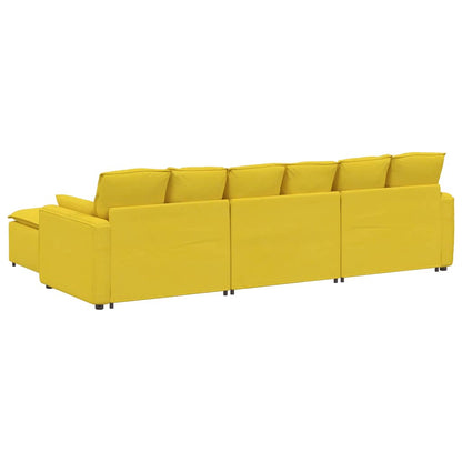 Modulares Sofa mit Fußhocker und Kissen Hellgelb