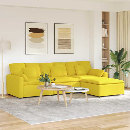 Modulares Sofa mit Fußhocker und Kissen Hellgelb