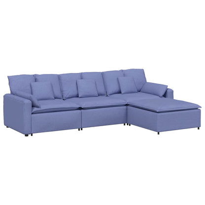 Modulares Sofa mit Fußhocker und Kissen Jeansblau