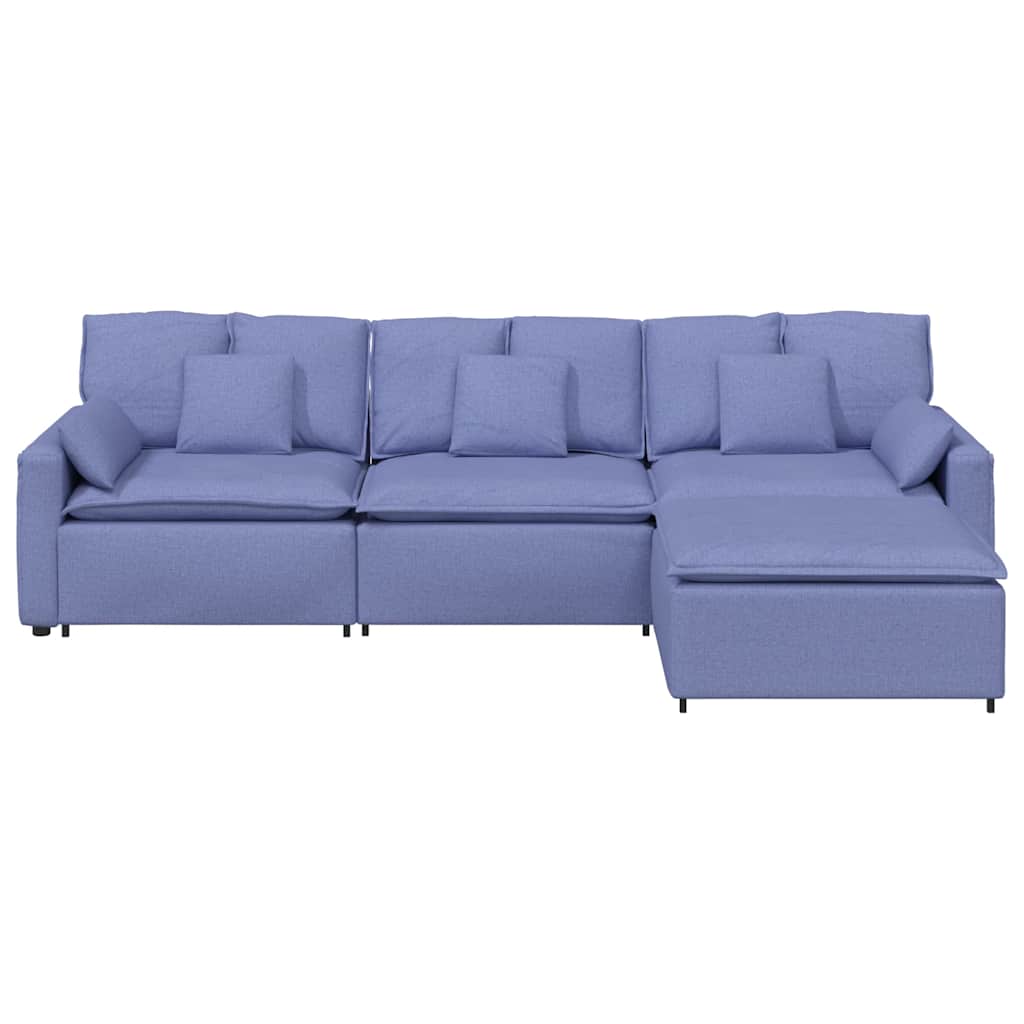 Modulares Sofa mit Fußhocker und Kissen Jeansblau