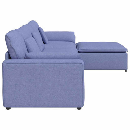 Modulares Sofa mit Fußhocker und Kissen Jeansblau