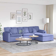 Modulares Sofa mit Fußhocker und Kissen Jeansblau