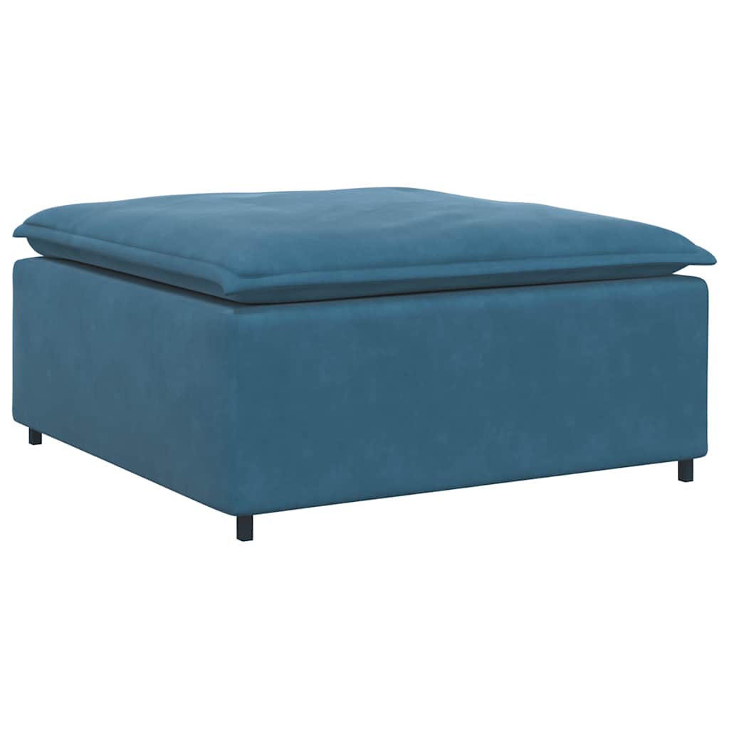 Modulares Sofa mit Fußhocker und Kissen Blau
