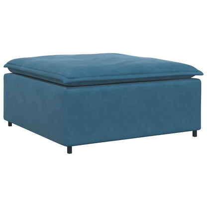 Modulares Sofa mit Fußhocker und Kissen Blau