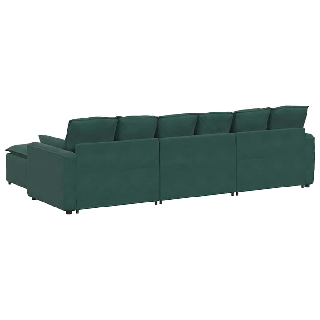 Modulares Sofa mit Fußhocker und Kissen Dunkelgrün