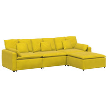 Modulares Sofa mit Fußhocker und Kissen Gelb