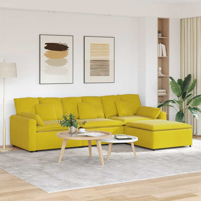 Modulares Sofa mit Fußhocker und Kissen Gelb