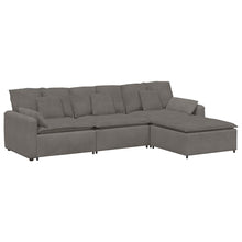 Modulares Sofa mit Fußhocker und Kissen Hellgrau