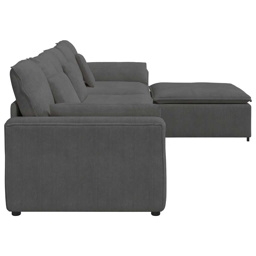 Modulares Sofa mit Fußhocker und Kissen Dunkelgrau