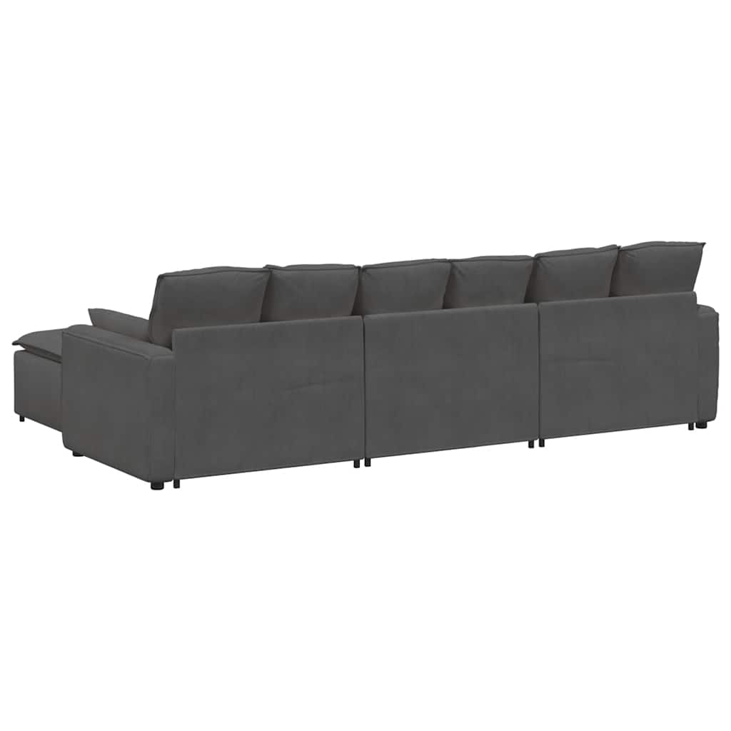 Modulares Sofa mit Fußhocker und Kissen Dunkelgrau