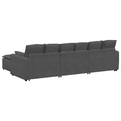 Modulares Sofa mit Fußhocker und Kissen Dunkelgrau