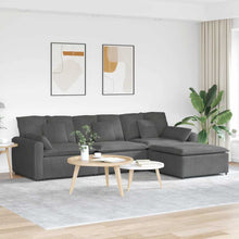 Modulares Sofa mit Fußhocker und Kissen Dunkelgrau