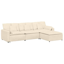 Modulares Sofa mit Fußhocker und Kissen Cream