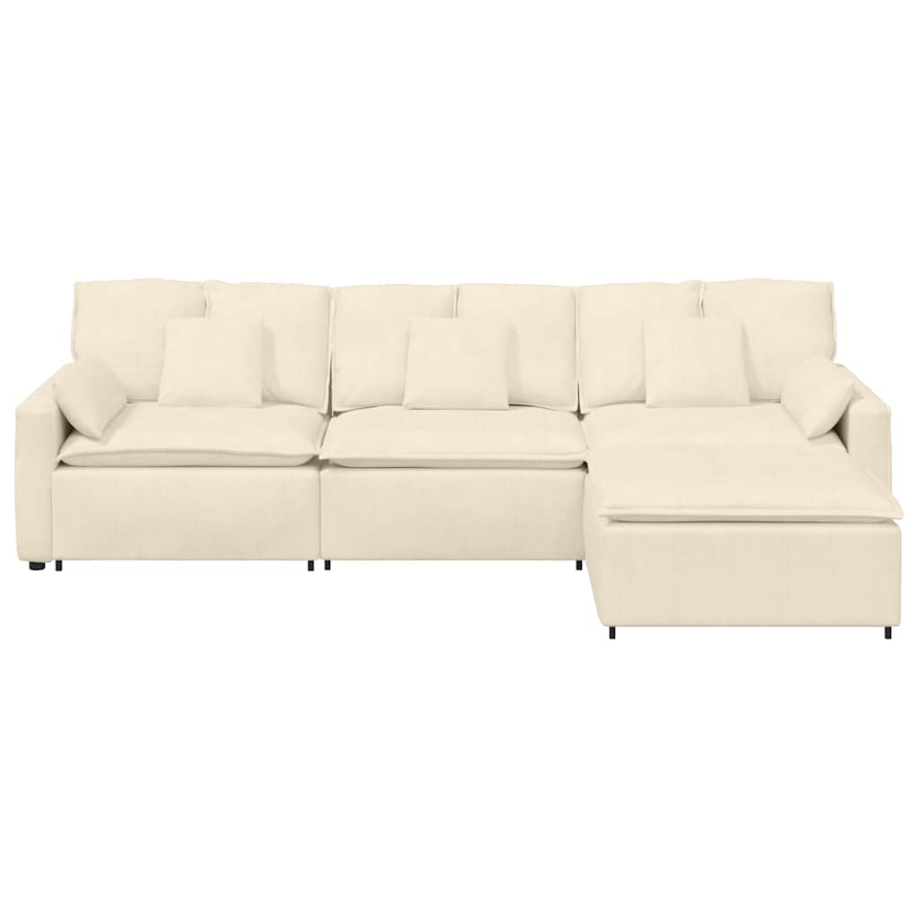 Modulares Sofa mit Fußhocker und Kissen Cream