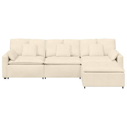 Modulares Sofa mit Fußhocker und Kissen Cream