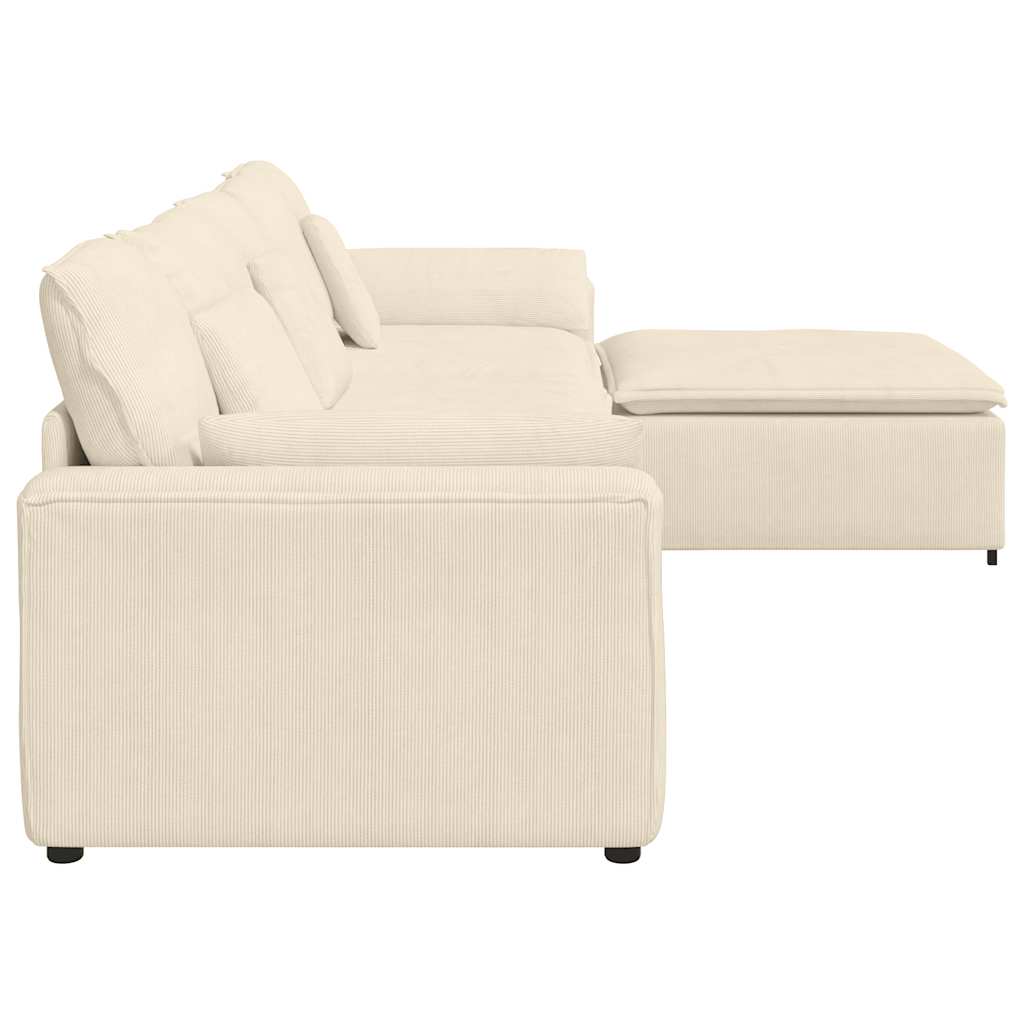 Modulares Sofa mit Fußhocker und Kissen Cream