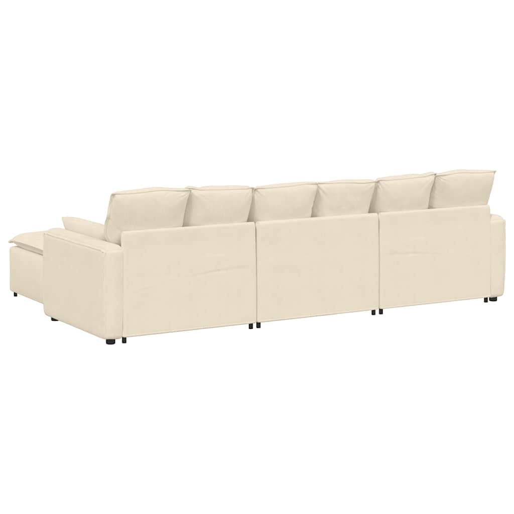 Modulares Sofa mit Fußhocker und Kissen Cream