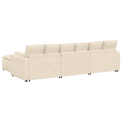 Modulares Sofa mit Fußhocker und Kissen Cream
