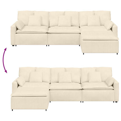 Modulares Sofa mit Fußhocker und Kissen Cream