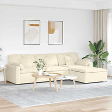 Modulares Sofa mit Fußhocker und Kissen Cream