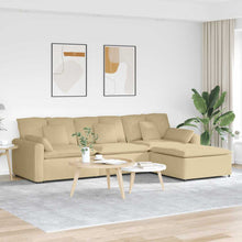 Modulares Sofa mit Fußhocker und Kissen Graugrün