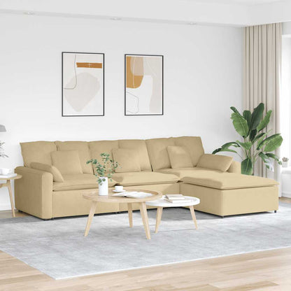 Modulares Sofa mit Fußhocker und Kissen Graugrün